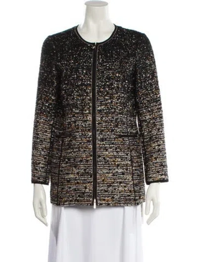 Pre-owned Lafayette 148 Tweed Pattern Evening Jacket In Black