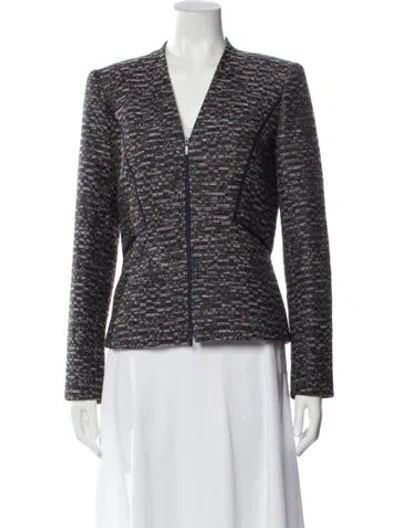 Pre-owned Lafayette 148 Tweed Pattern Evening Jacket In Blue