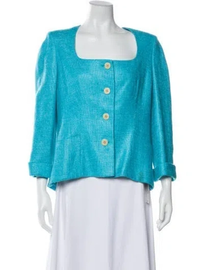 Pre-owned Lafayette 148 Tweed Pattern Evening Jacket In Blue