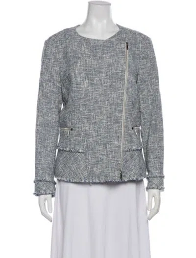 Pre-owned Lafayette 148 Tweed Pattern Evening Jacket In Blue