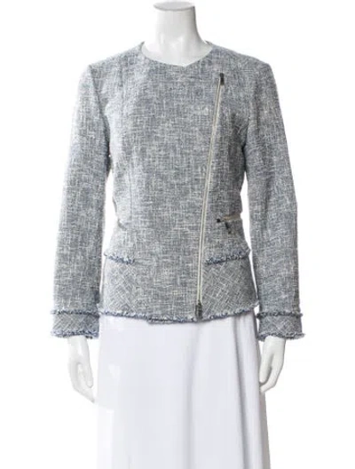 Pre-owned Lafayette 148 Tweed Pattern Evening Jacket In Blue