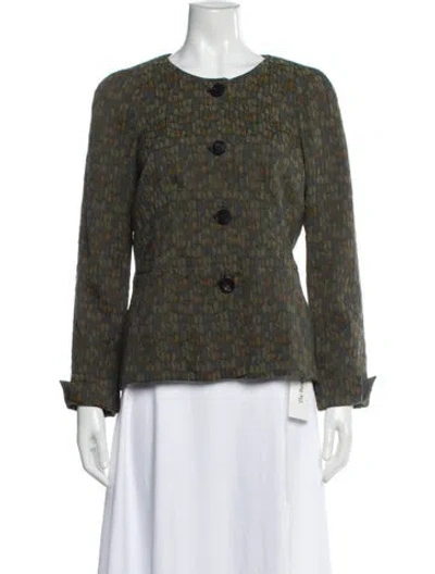 Pre-owned Lafayette 148 Tweed Pattern Evening Jacket In Blue