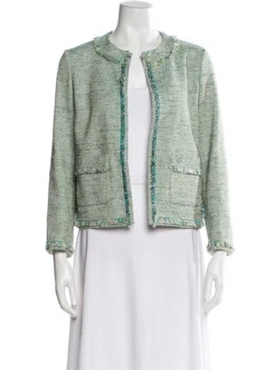Pre-owned Lafayette 148 Tweed Pattern Evening Jacket In Green