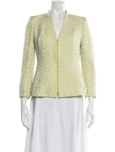 Pre-owned Lafayette 148 Tweed Pattern Evening Jacket In Green