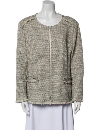 Pre-owned Lafayette 148 Tweed Pattern Evening Jacket In Neutral