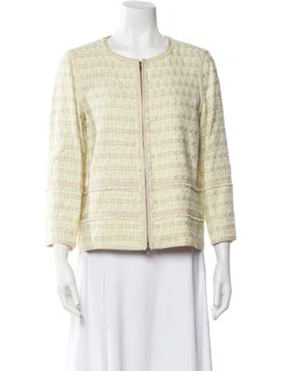 Pre-owned Lafayette 148 Tweed Pattern Evening Jacket In Neutral