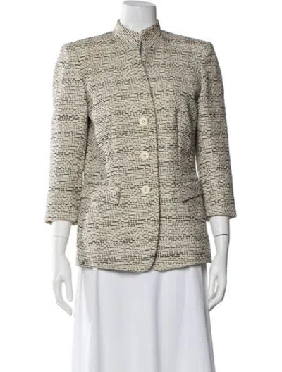 Pre-owned Lafayette 148 Tweed Pattern Evening Jacket In Neutral