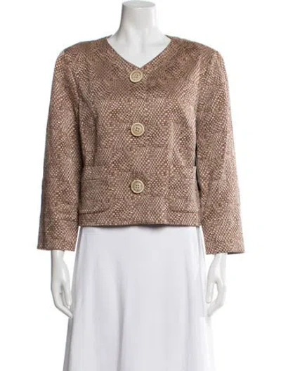 Pre-owned Lafayette 148 Tweed Pattern Evening Jacket In Neutral