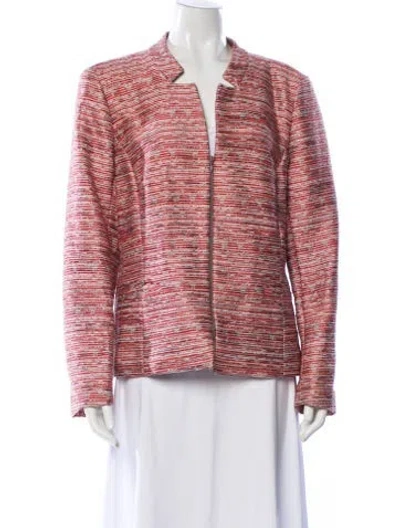 Pre-owned Lafayette 148 Tweed Pattern Evening Jacket In Red