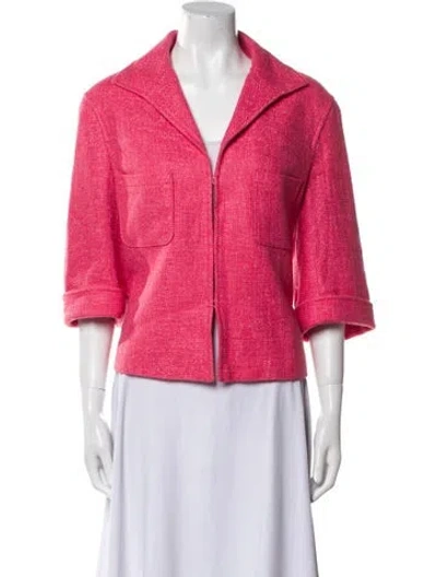 Pre-owned Lafayette 148 Tweed Pattern Evening Jacket In Red