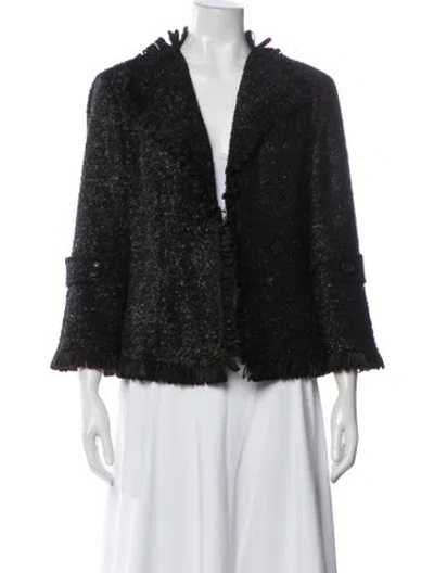 Pre-owned Lafayette 148 Tweed Pattern Jacket In Black