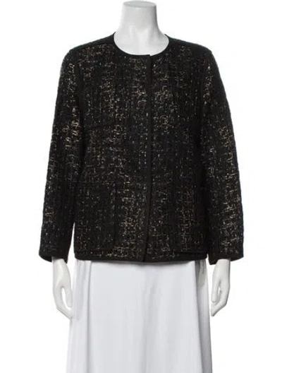 Pre-owned Lafayette 148 Tweed Pattern Jacket In Black/gold