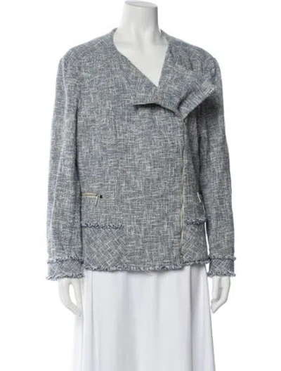 Pre-owned Lafayette 148 Tweed Pattern Jacket In Blue