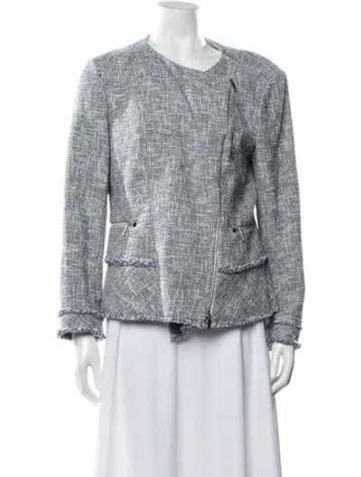 Pre-owned Lafayette 148 Tweed Pattern Jacket In Blue