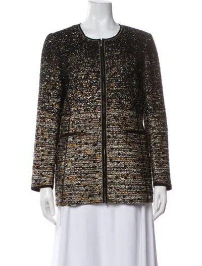Pre-owned Lafayette 148 Tweed Pattern Jacket In Brown