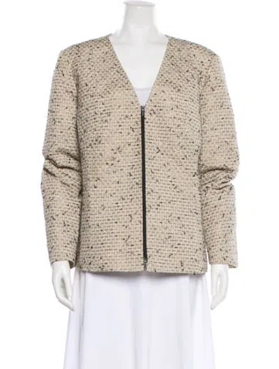 Pre-owned Lafayette 148 Tweed Pattern Jacket In Neutral