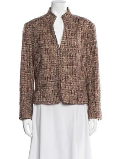 Pre-owned Lafayette 148 Tweed Pattern Jacket In Neutral