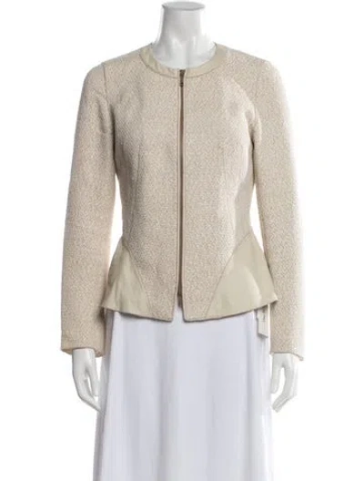 Pre-owned Lafayette 148 Tweed Pattern Jacket In Neutral