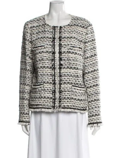 Pre-owned Lafayette 148 Tweed Pattern Jacket In Neutral