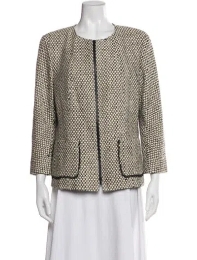 Pre-owned Lafayette 148 Tweed Pattern Jacket In Neutral