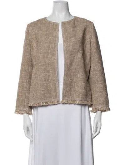 Pre-owned Lafayette 148 Tweed Pattern Jacket In Neutral