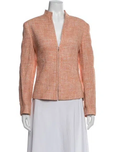 Pre-owned Lafayette 148 Tweed Pattern Jacket In Orange
