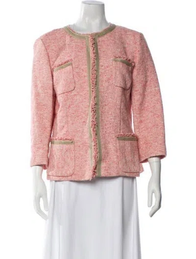 Pre-owned Lafayette 148 Tweed Pattern Jacket In Pink