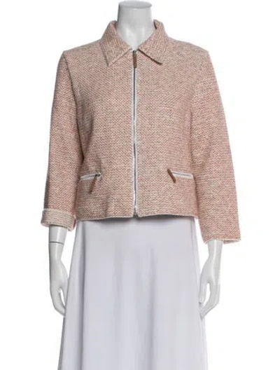 Pre-owned Lafayette 148 Tweed Pattern Jacket In Pink