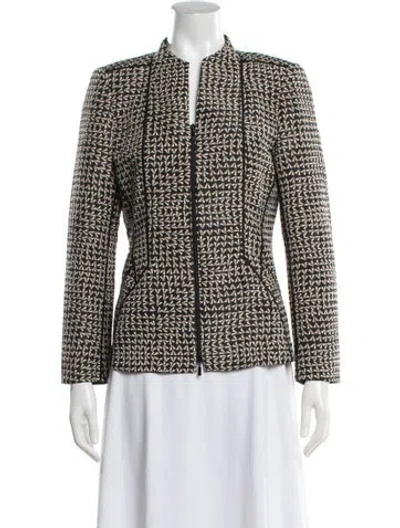 Pre-owned Lafayette 148 Tweed Pattern Jacket In White