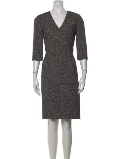 Pre-owned Lafayette 148 Tweed Pattern Knee-length Dress In Black