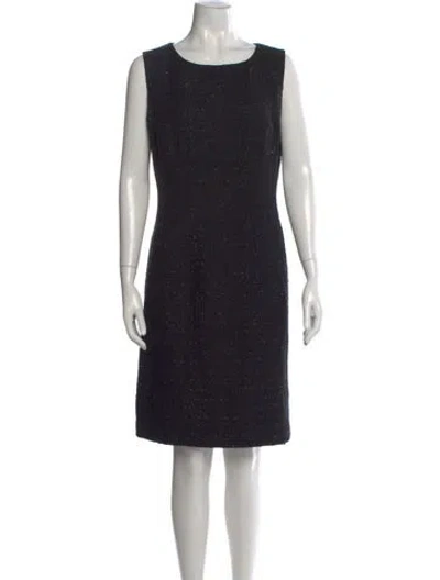 Pre-owned Lafayette 148 Tweed Pattern Knee-length Dress In Black