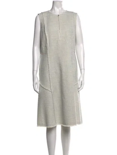 Pre-owned Lafayette 148 Tweed Pattern Knee-length Dress In Blue