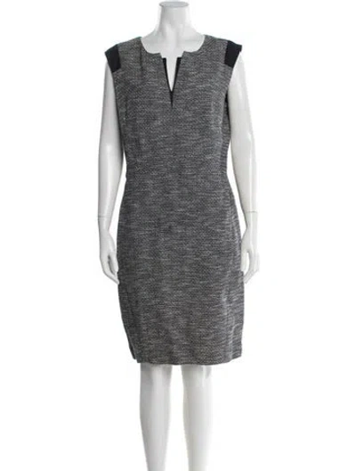 Pre-owned Lafayette 148 Tweed Pattern Knee-length Dress In Blue