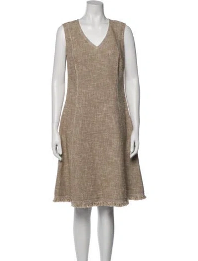 Pre-owned Lafayette 148 Tweed Pattern Knee-length Dress In Neutral