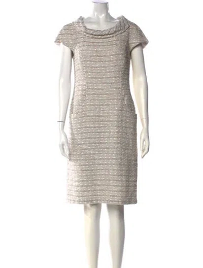 Pre-owned Lafayette 148 Tweed Pattern Knee-length Dress In Neutral