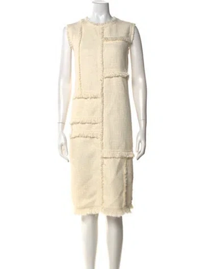 Pre-owned Lafayette 148 Tweed Pattern Knee-length Dress In Neutral