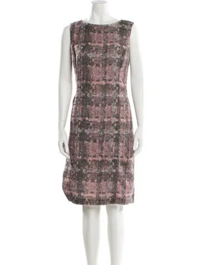 Pre-owned Lafayette 148 Tweed Pattern Knee-length Dress In Pink