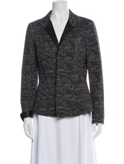 Pre-owned Lafayette 148 Tweed Pattern Leather Trim Embellishment Set In Multi