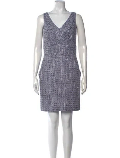 Pre-owned Lafayette 148 Tweed Pattern Mini Dress In Purple