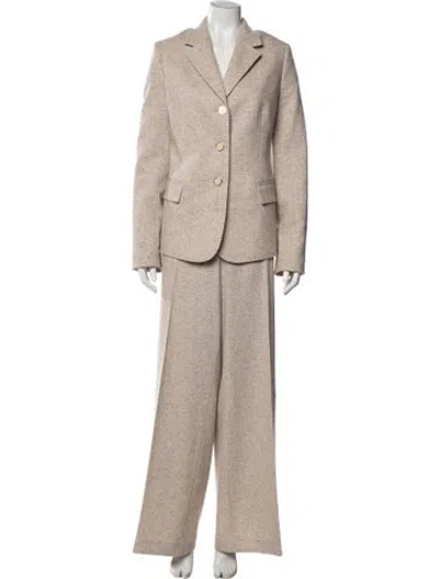 Pre-owned Lafayette 148 Tweed Pattern Pantsuit In Neutral