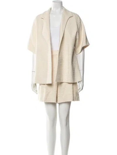 Pre-owned Lafayette 148 Tweed Pattern Short Set W/ Tags In Neutral