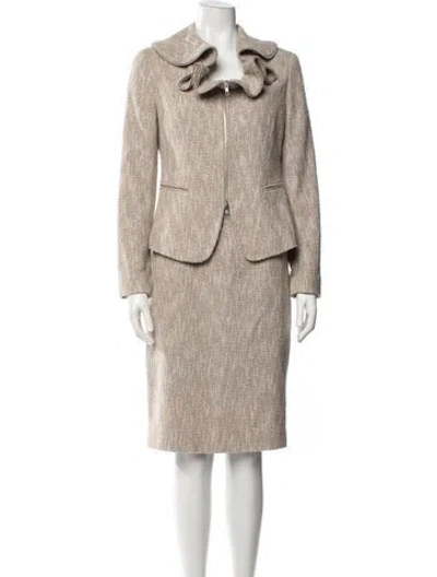 Pre-owned Lafayette 148 Tweed Pattern Skirt Set