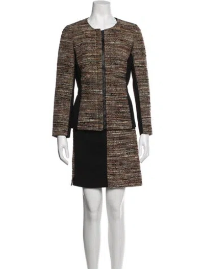 Pre-owned Lafayette 148 Tweed Pattern Skirt Set In Black