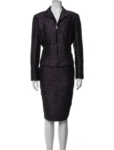 Pre-owned Lafayette 148 Tweed Pattern Skirt Set W/ Tags In Blue