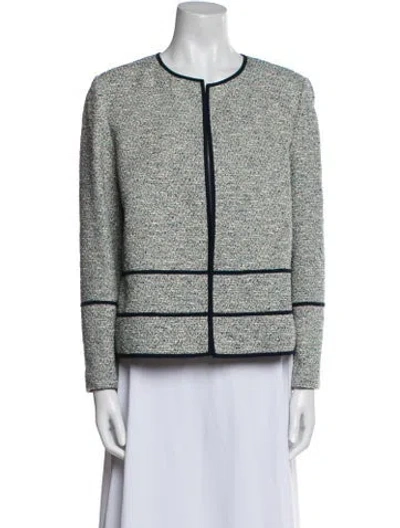 Pre-owned Lafayette 148 Tweed Tweed Pattern Evening Jacket In Blue