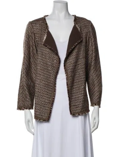 Pre-owned Lafayette 148 Tweed Tweed Pattern Evening Jacket In Brown