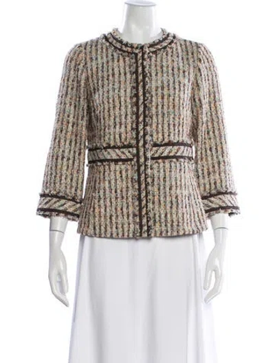 Pre-owned Lafayette 148 Tweed Tweed Pattern Jacket In Neutral