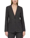 Lafayette 148 Two-button Wool & Linen-blend Blazer In Gray