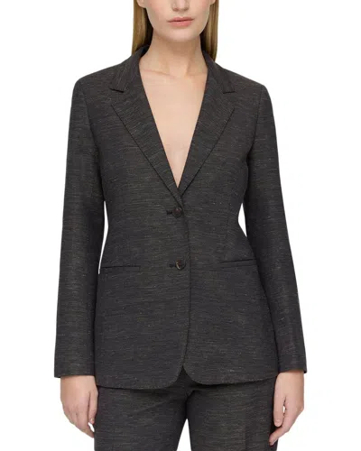 Lafayette 148 New York Two-button Wool & Linen-blend Blazer In Black