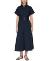 Lafayette 148 New York Upland Dress With Self Belt In Blue